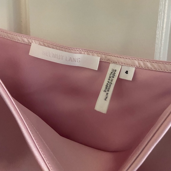 HELMUT LANG Rose Pink Drape Front Satin Off Shoulder Slip Dress Tank Top 4 - Picture 5 of 7